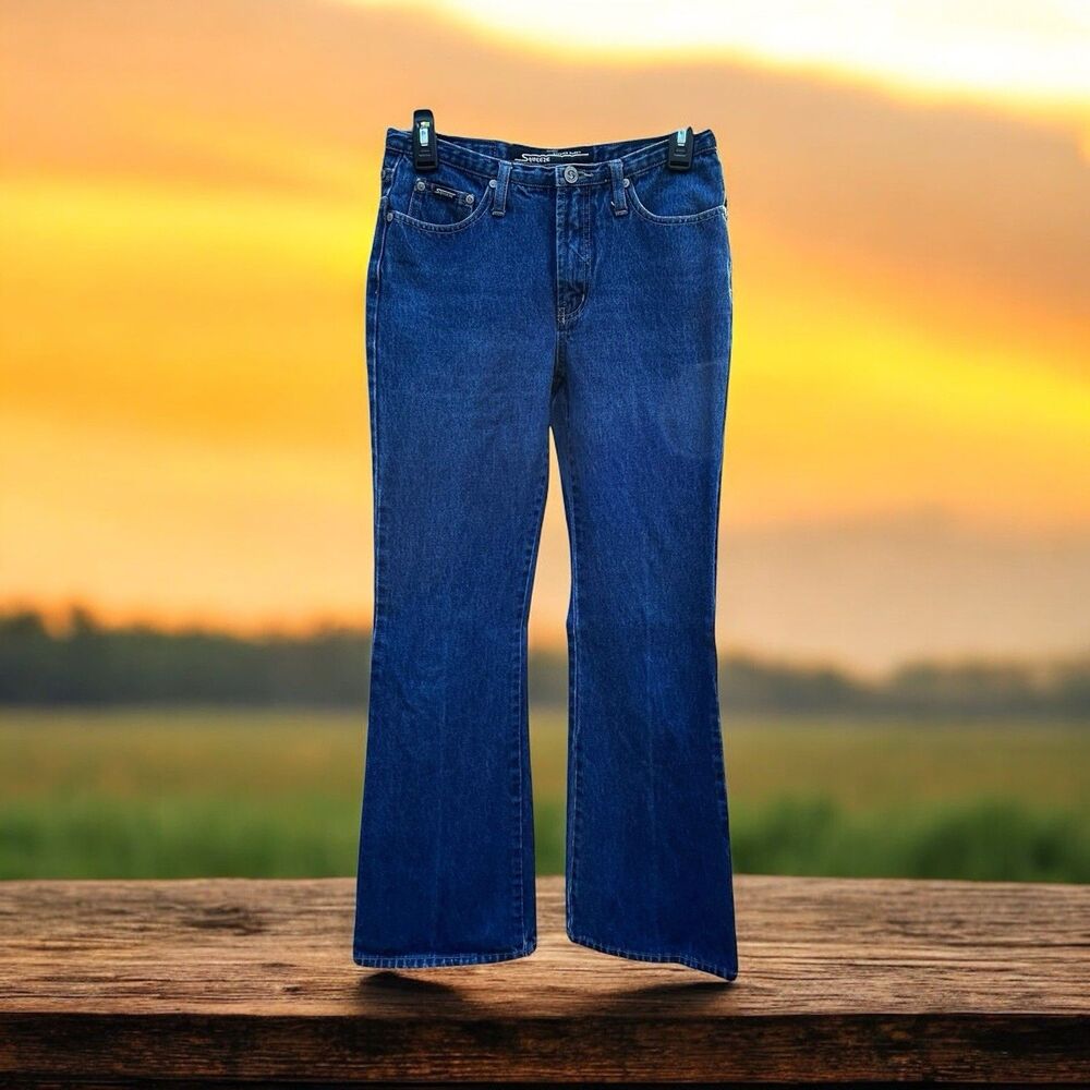 Stephen Hardy Squeeze Blue Jeans Y2K Flared Bootcut Back Slit Pockets - Size 5/6
